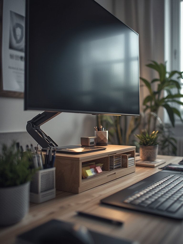 monitor stand in action
