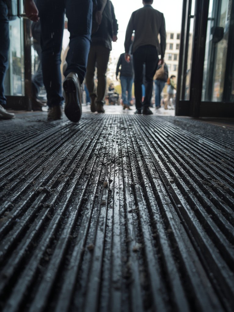 rubber doormat in action